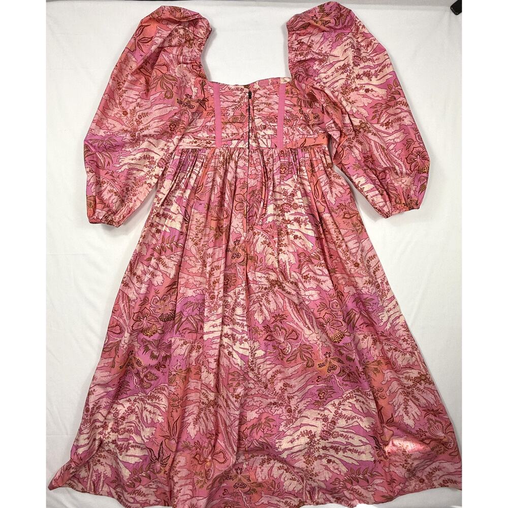 Ulla Johnson Leilani Dress Sz 8 100% cotton pink & gold floral print pockets - Picture 10 of 15